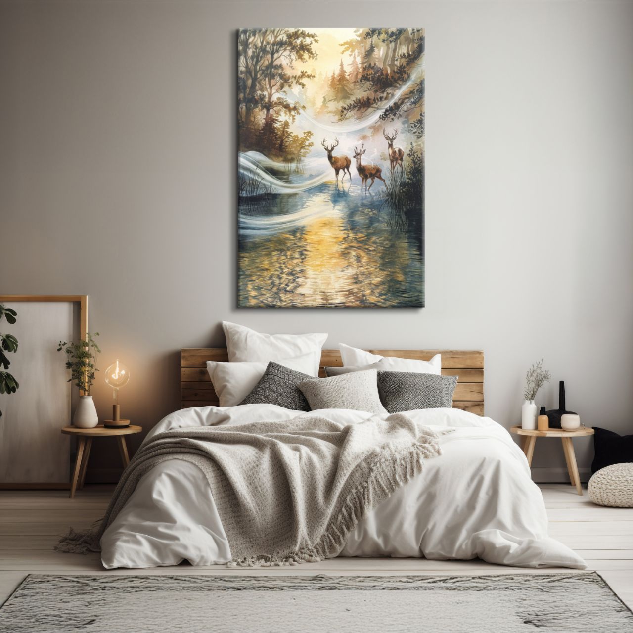 Majestic Deer in Autumn Stream