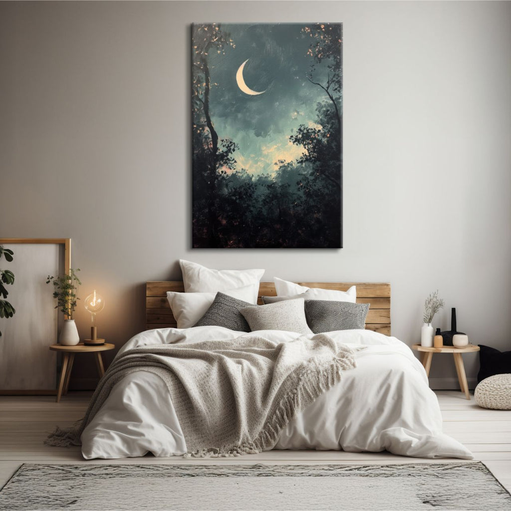 Crescent Moon Forest Night