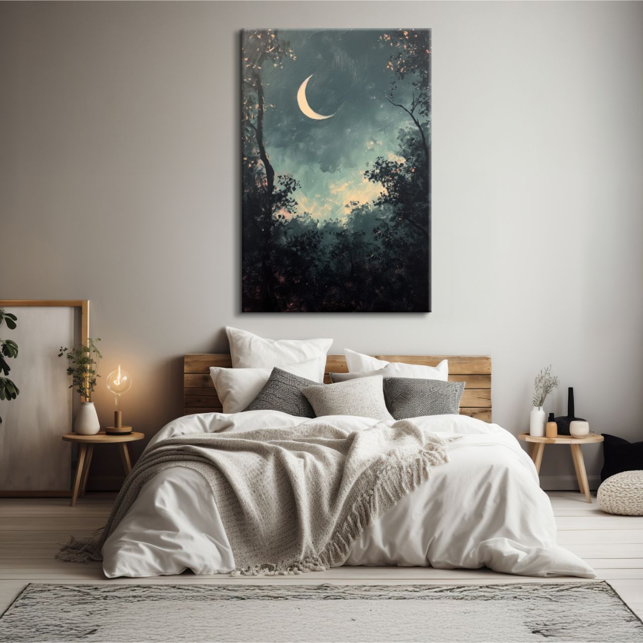 Crescent Moon Forest Night