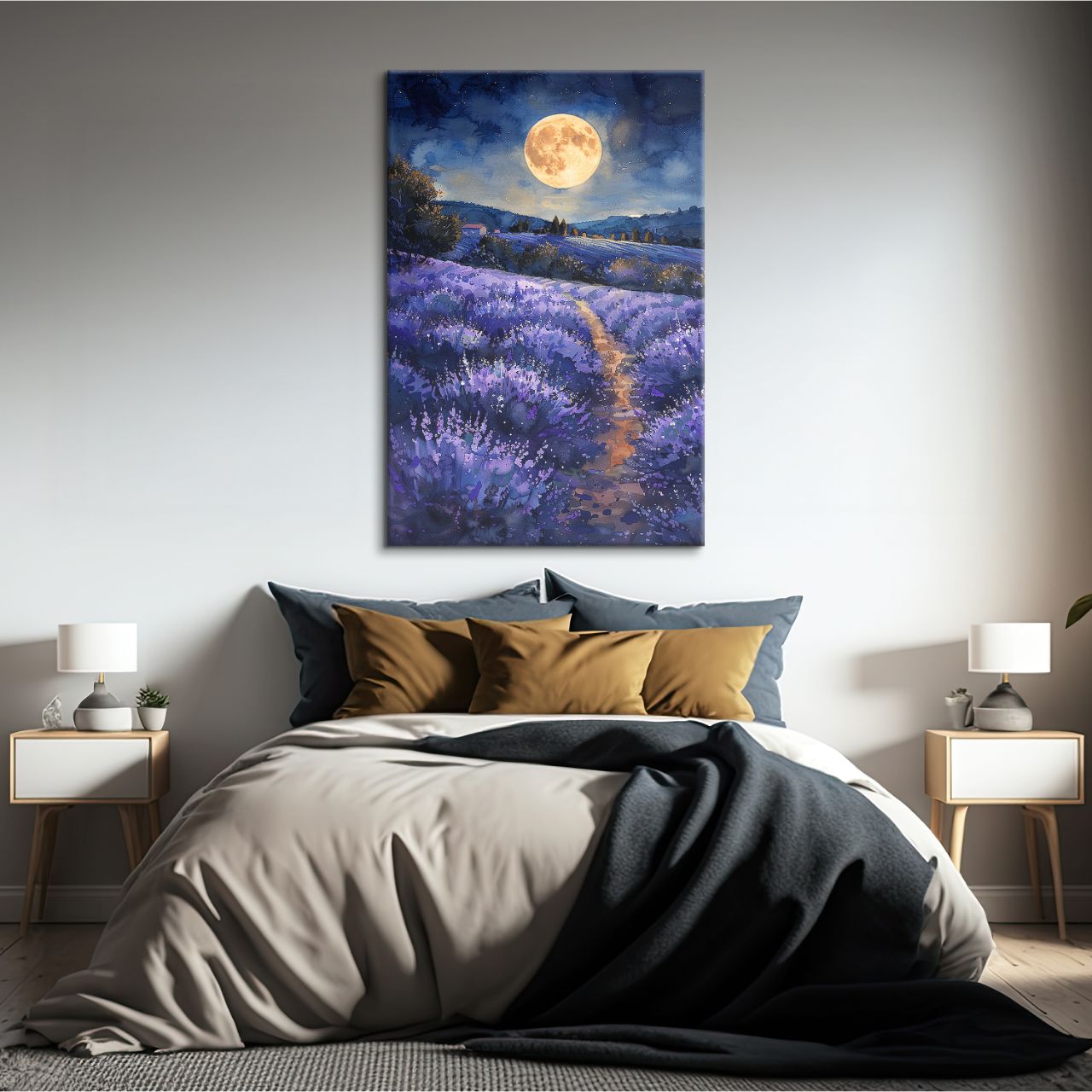Moonlit Lavender Field