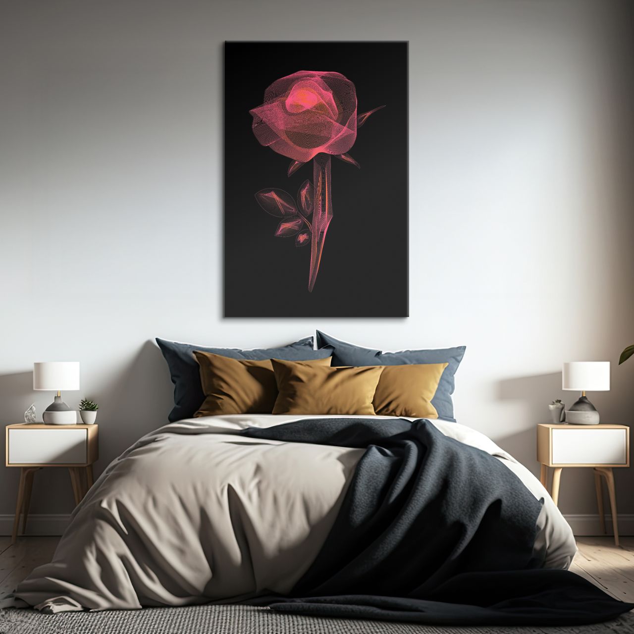 Radiant Wireframe Rose - 3