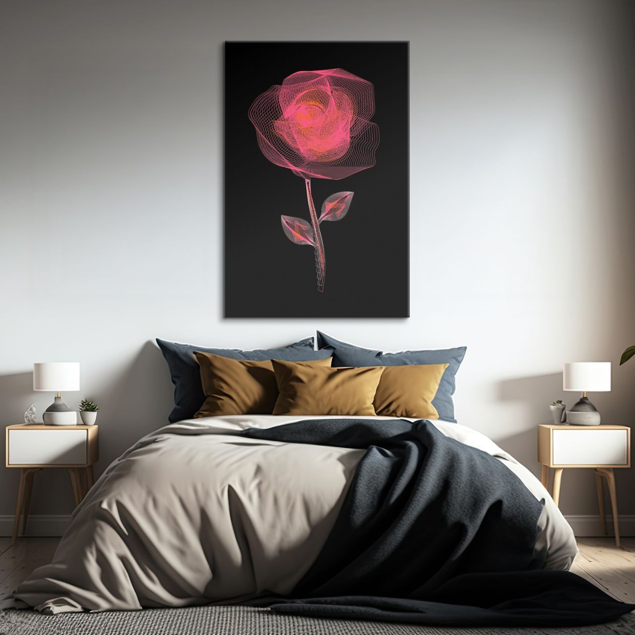 Radiant Wireframe Rose - 2