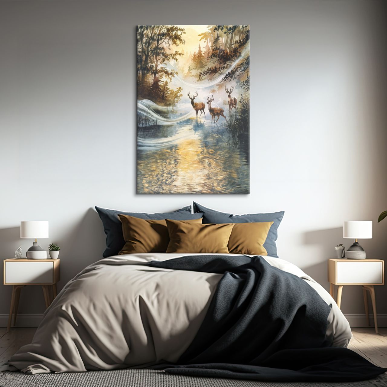 Majestic Deer in Autumn Stream