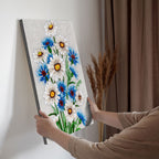 Embroidered Daisy & Cornflower Bouquet