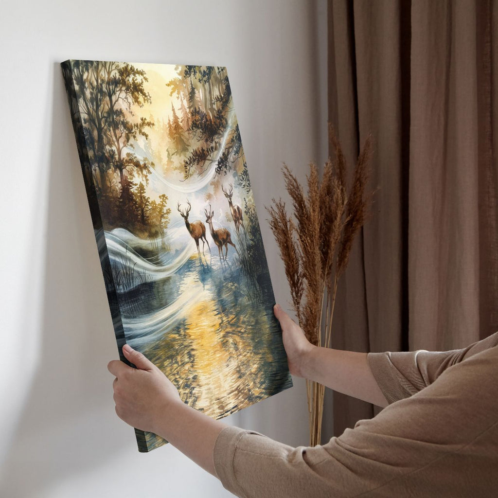 Majestic Deer in Autumn Stream