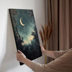 Crescent Moon Forest Night