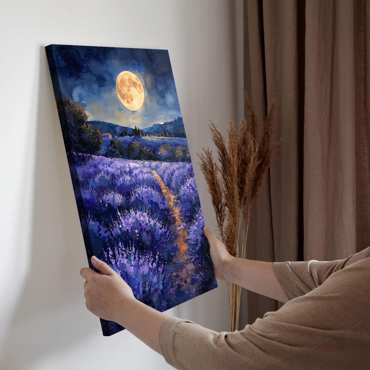 Moonlit Lavender Field