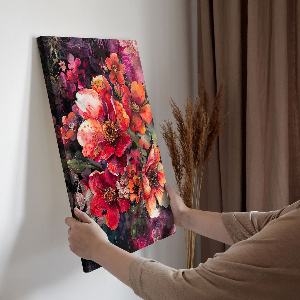 Crimson & Gold Floral Symphony