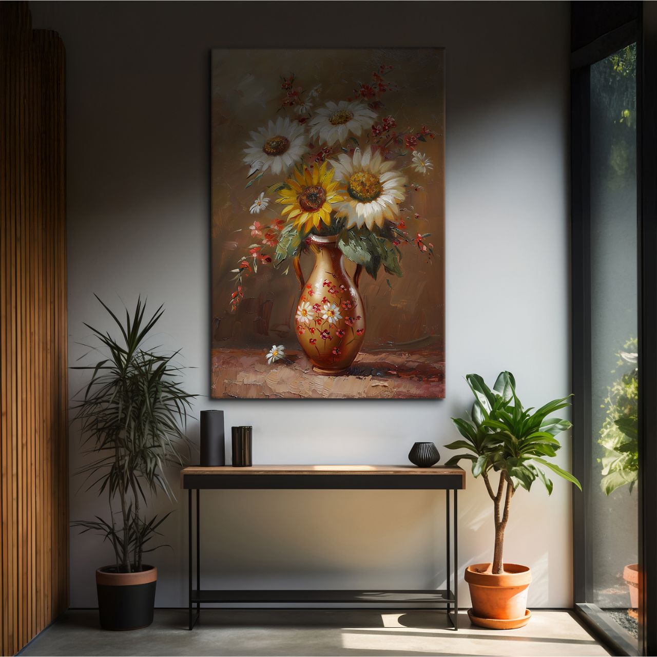 Vintage Sunflower & Daisy Bouquet