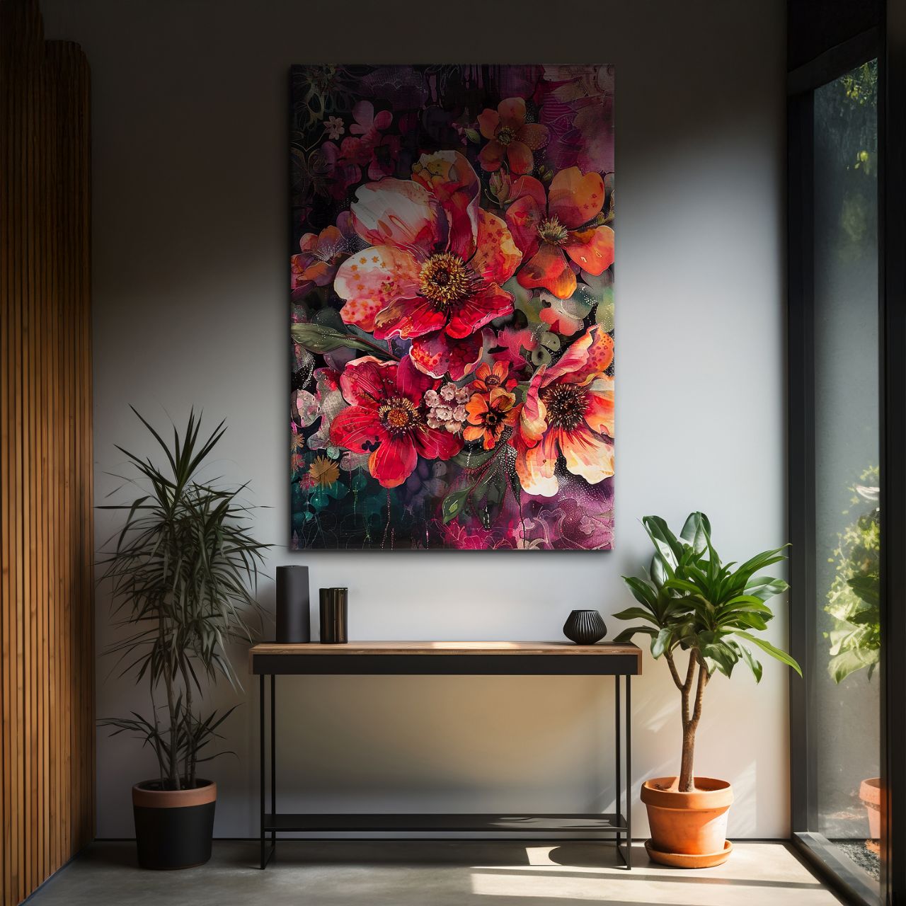 Crimson & Gold Floral Symphony