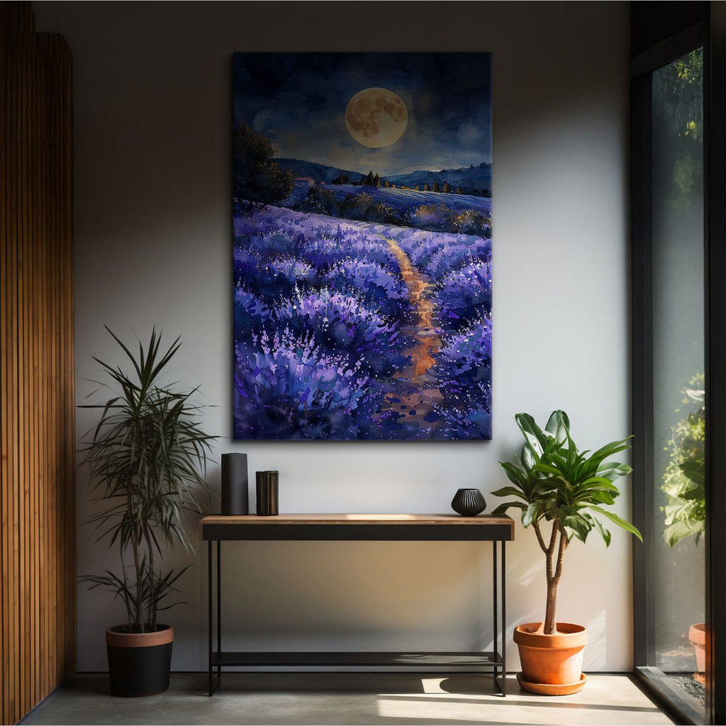 Moonlit Lavender Field