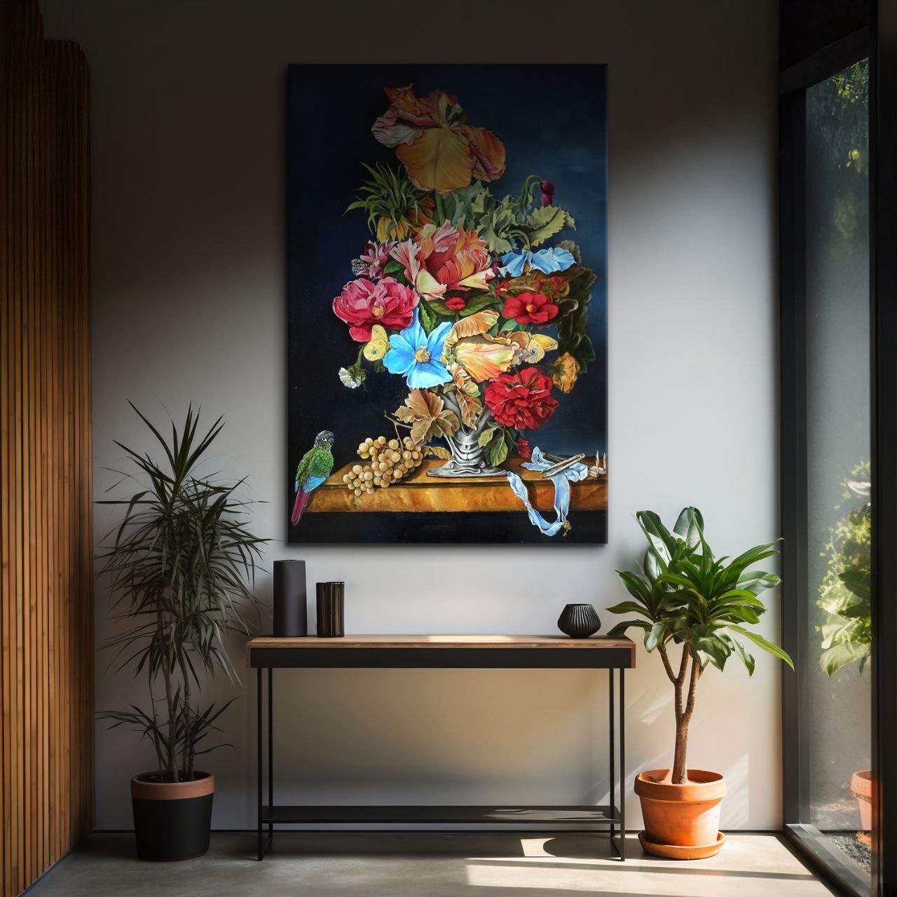 Baroque Floral Still Life with Parrot