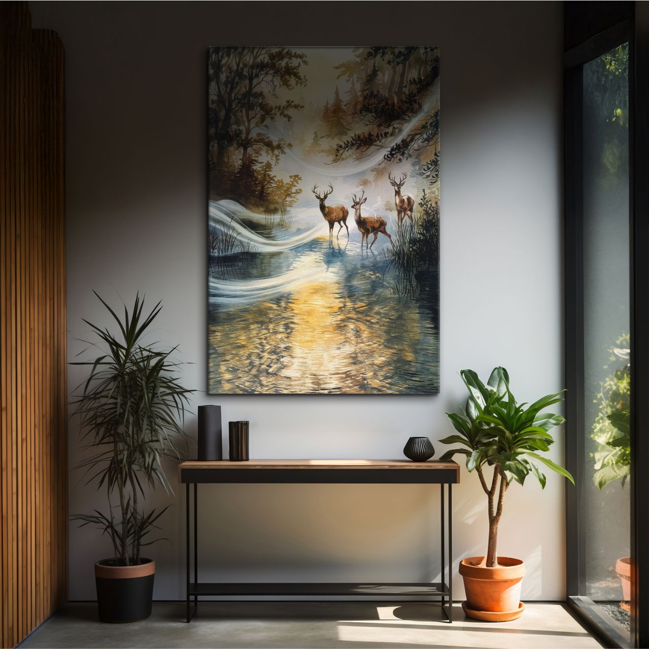 Majestic Deer in Autumn Stream