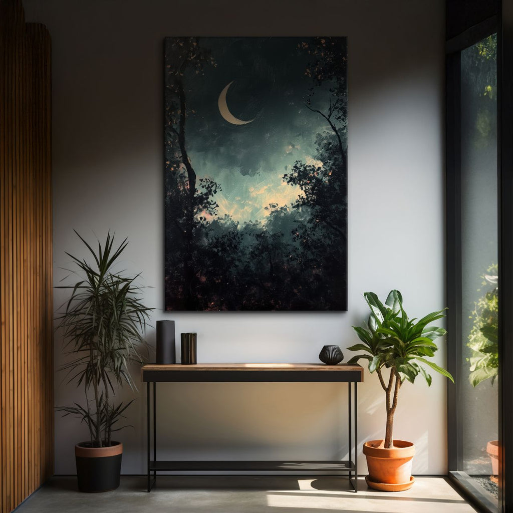 Crescent Moon Forest Night