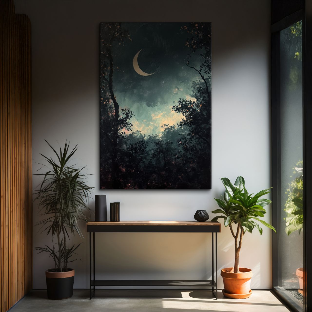 Crescent Moon Forest Night