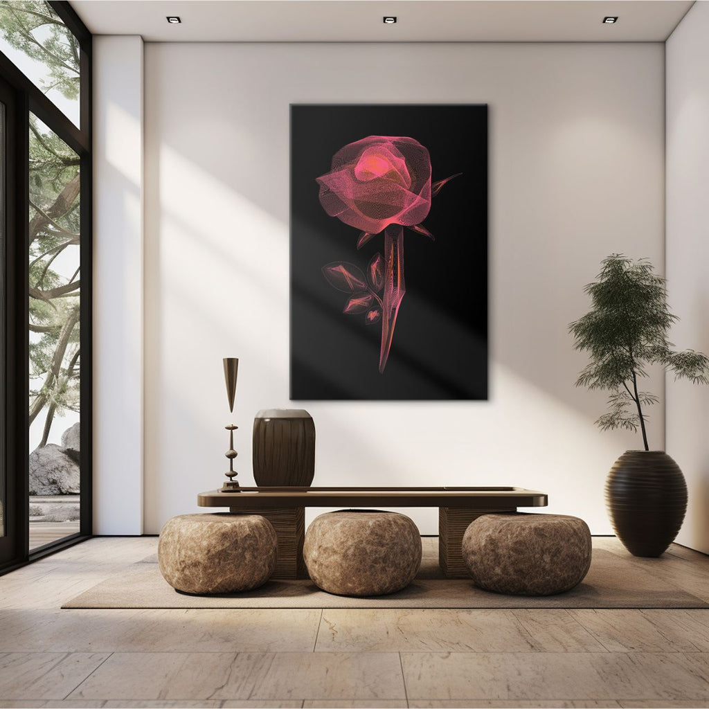 Radiant Wireframe Rose - 3