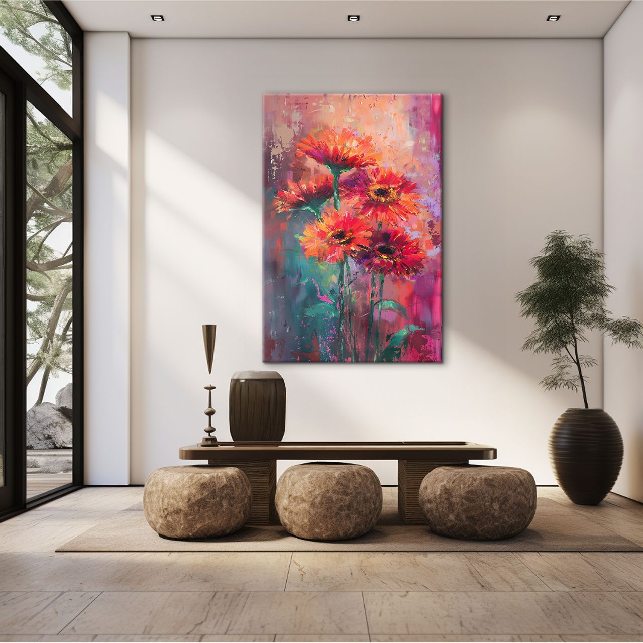 Fiery Daisy Abstraction