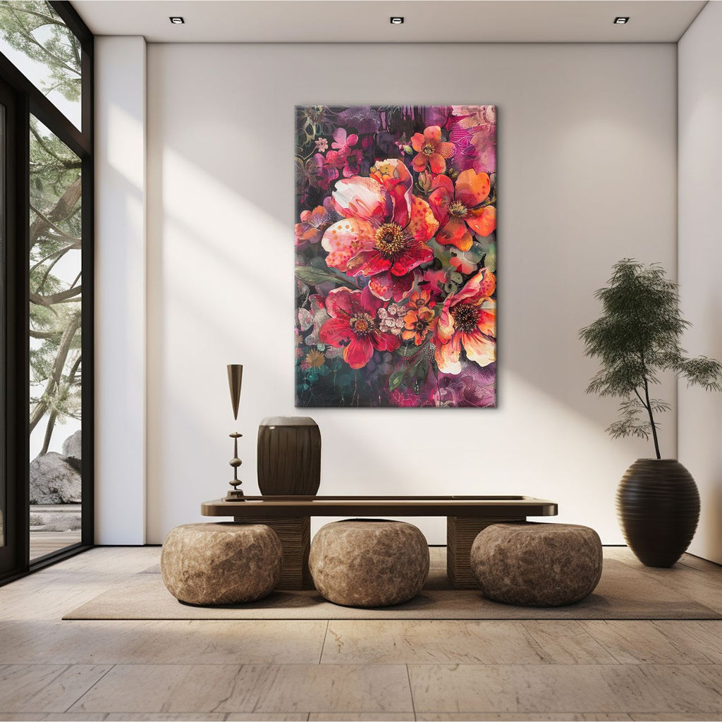 Crimson & Gold Floral Symphony