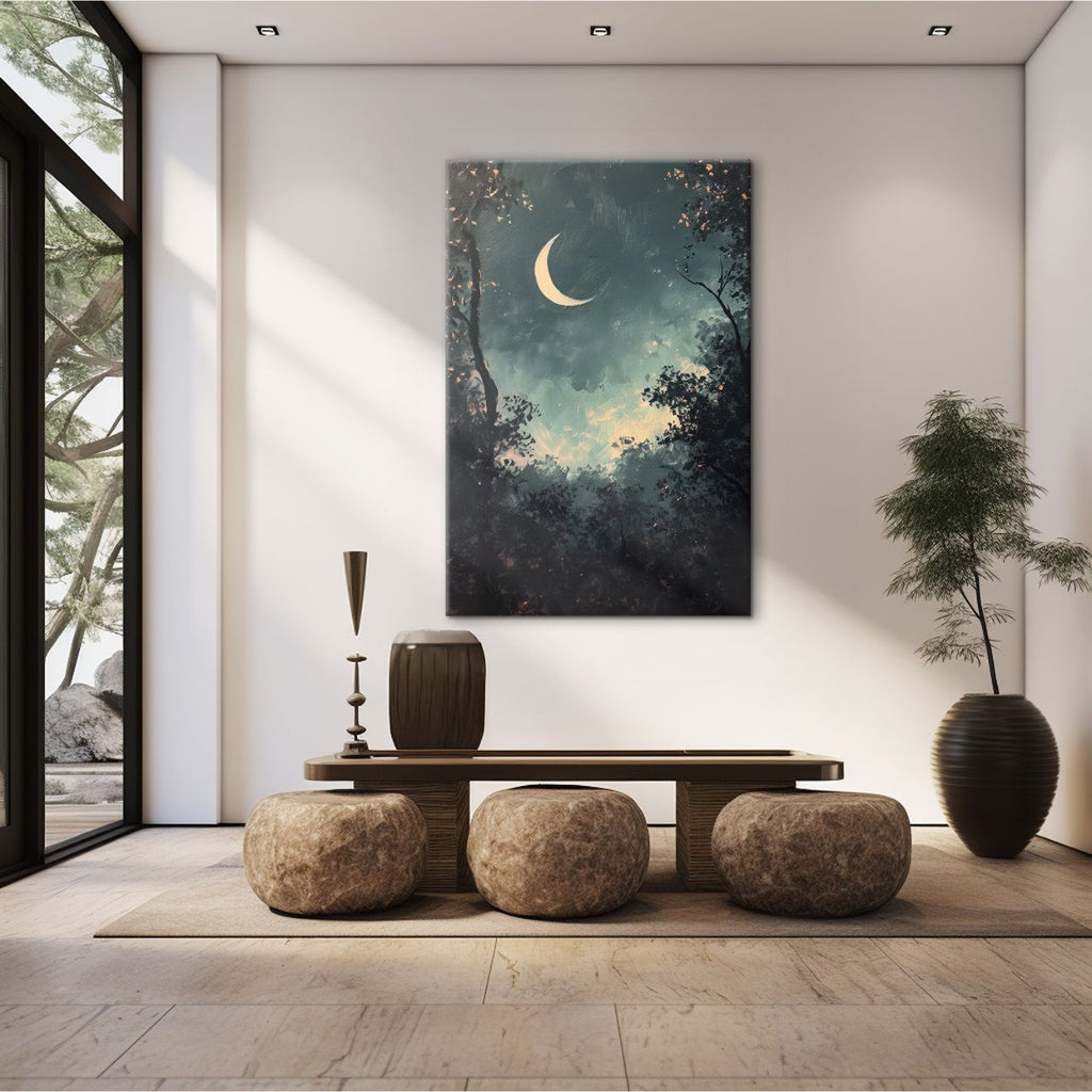 Crescent Moon Forest Night