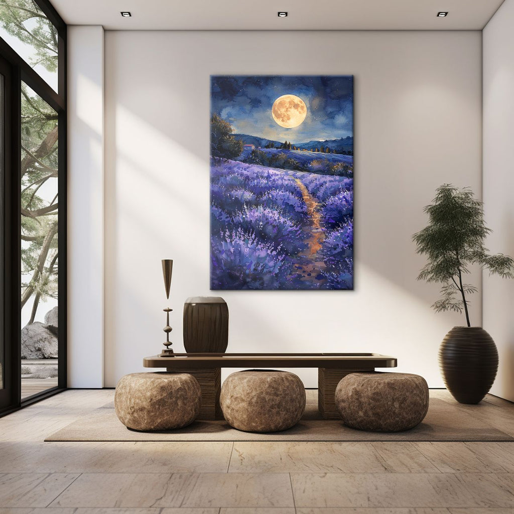 Moonlit Lavender Field