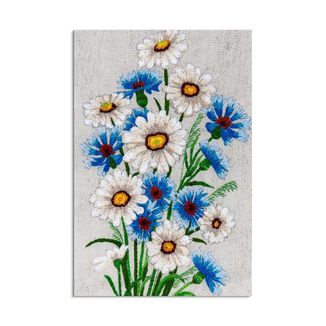 Embroidered Daisy & Cornflower Bouquet