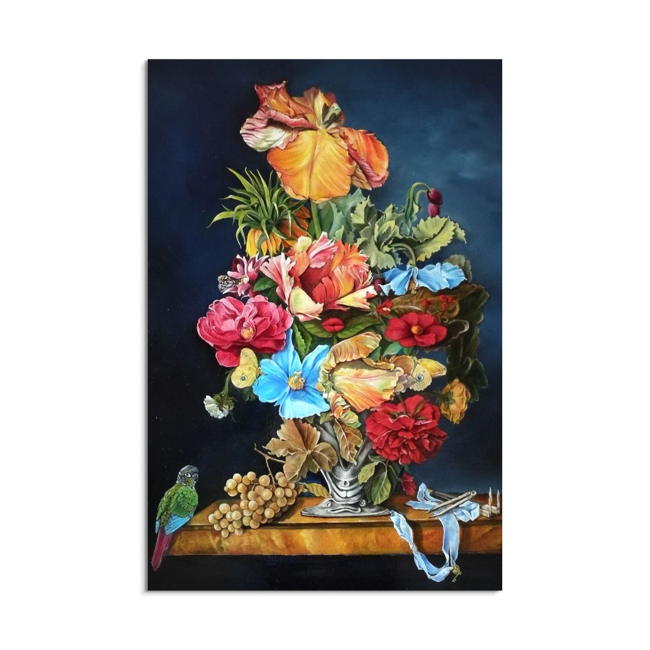 Baroque Floral Still Life with Parrot