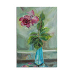 Impressionistic Rose in Teal Vase