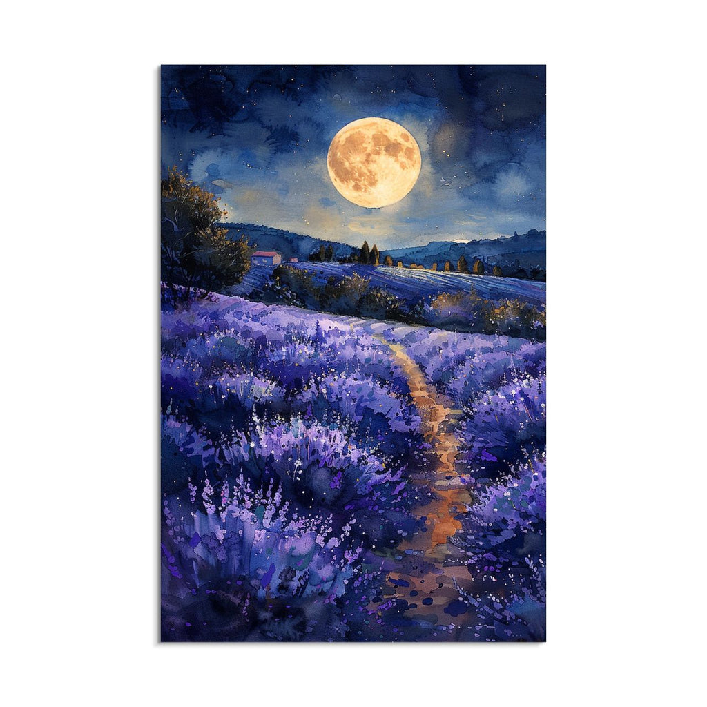 Moonlit Lavender Field