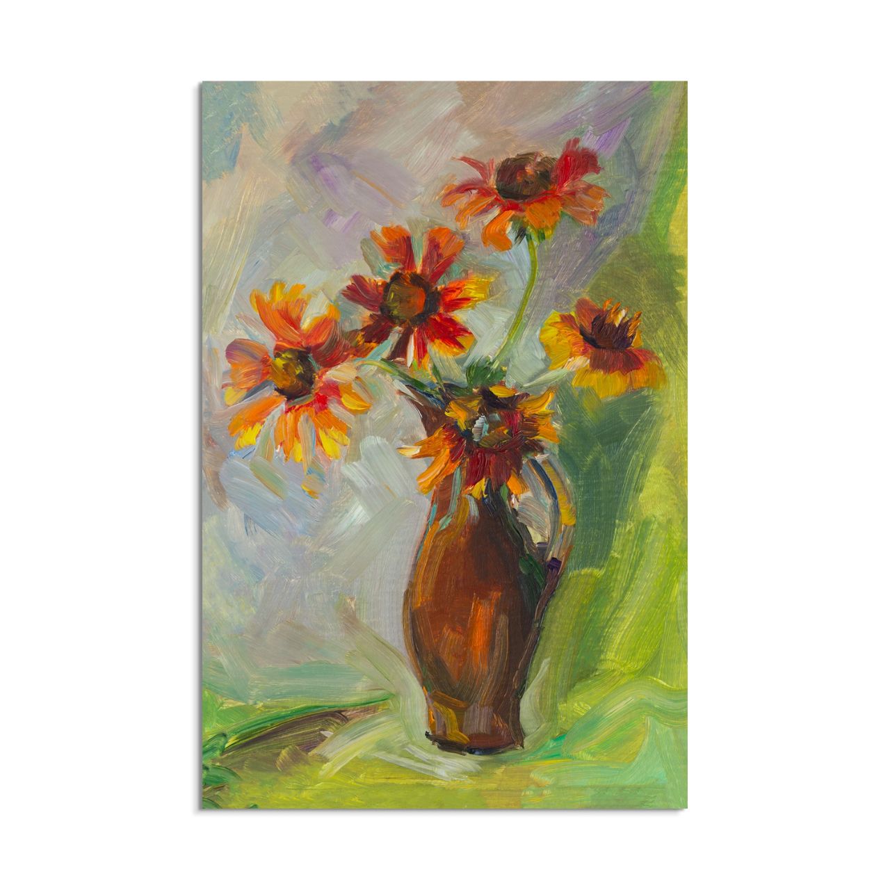 Autumn Blooms in Rustic Pitcher