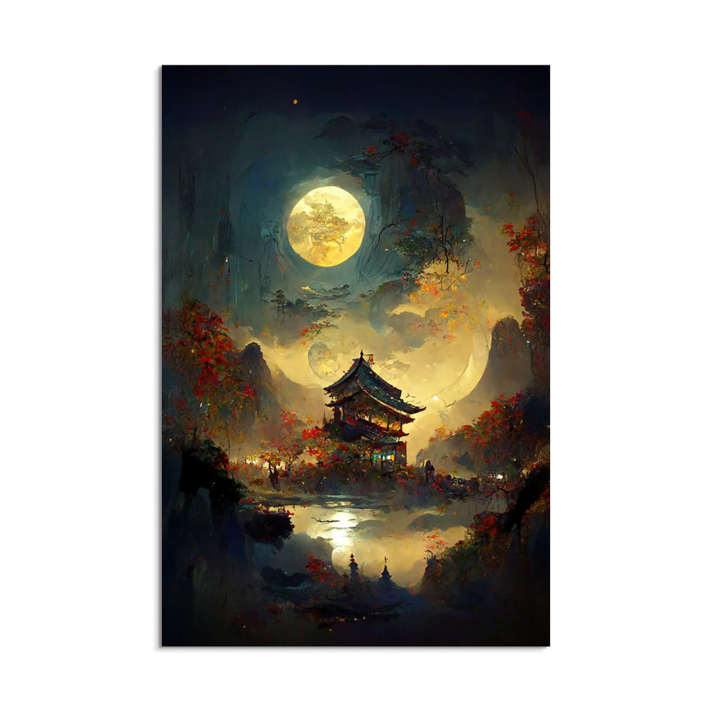 Moonlit Pagoda in Autumn