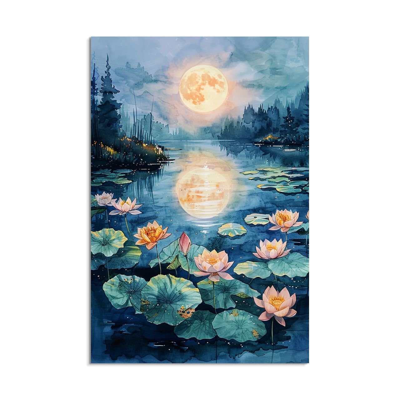 Moonlit Lotus Lake