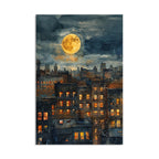 Moonlit Cityscape Watercolor