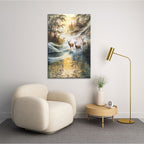 Majestic Deer in Autumn Stream