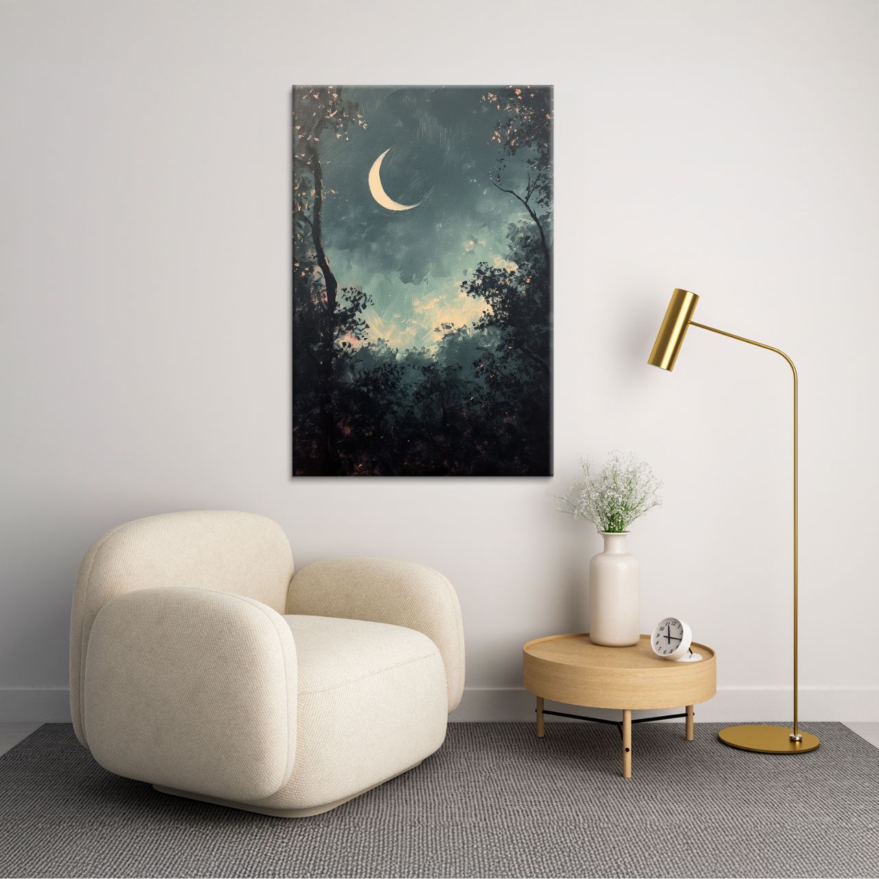 Crescent Moon Forest Night