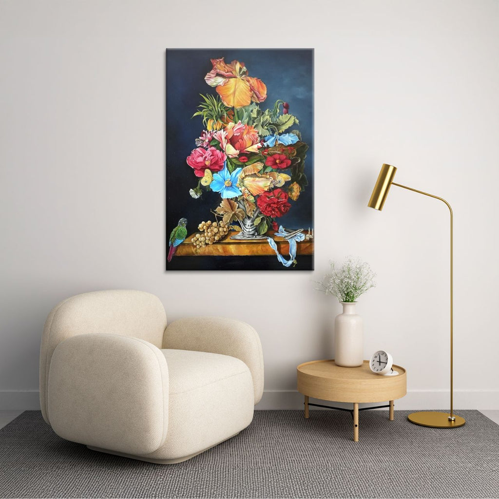 Baroque Floral Still Life with Parrot