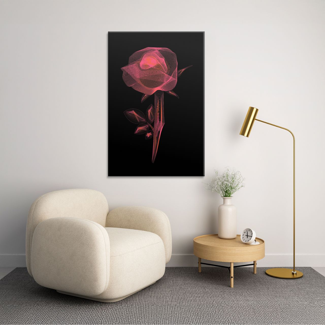 Radiant Wireframe Rose - 3