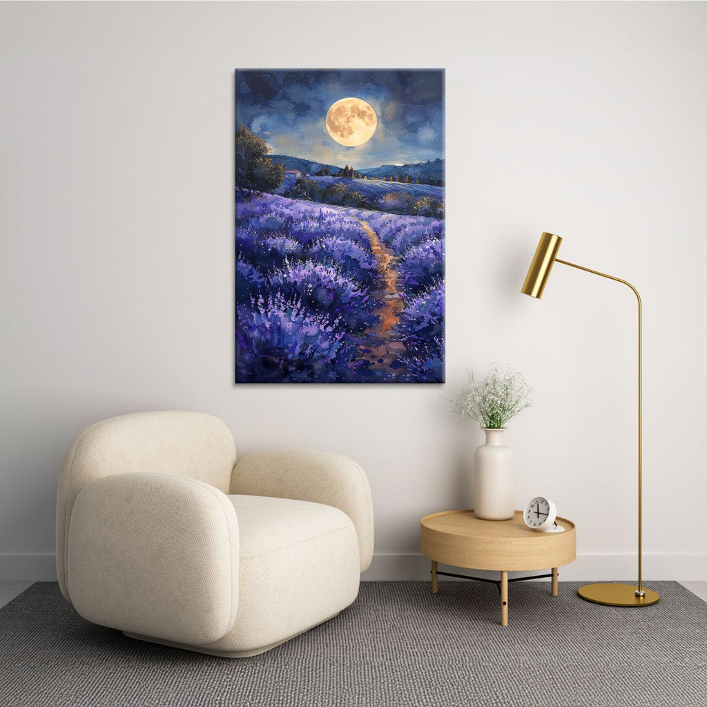 Moonlit Lavender Field