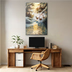 Majestic Deer in Autumn Stream