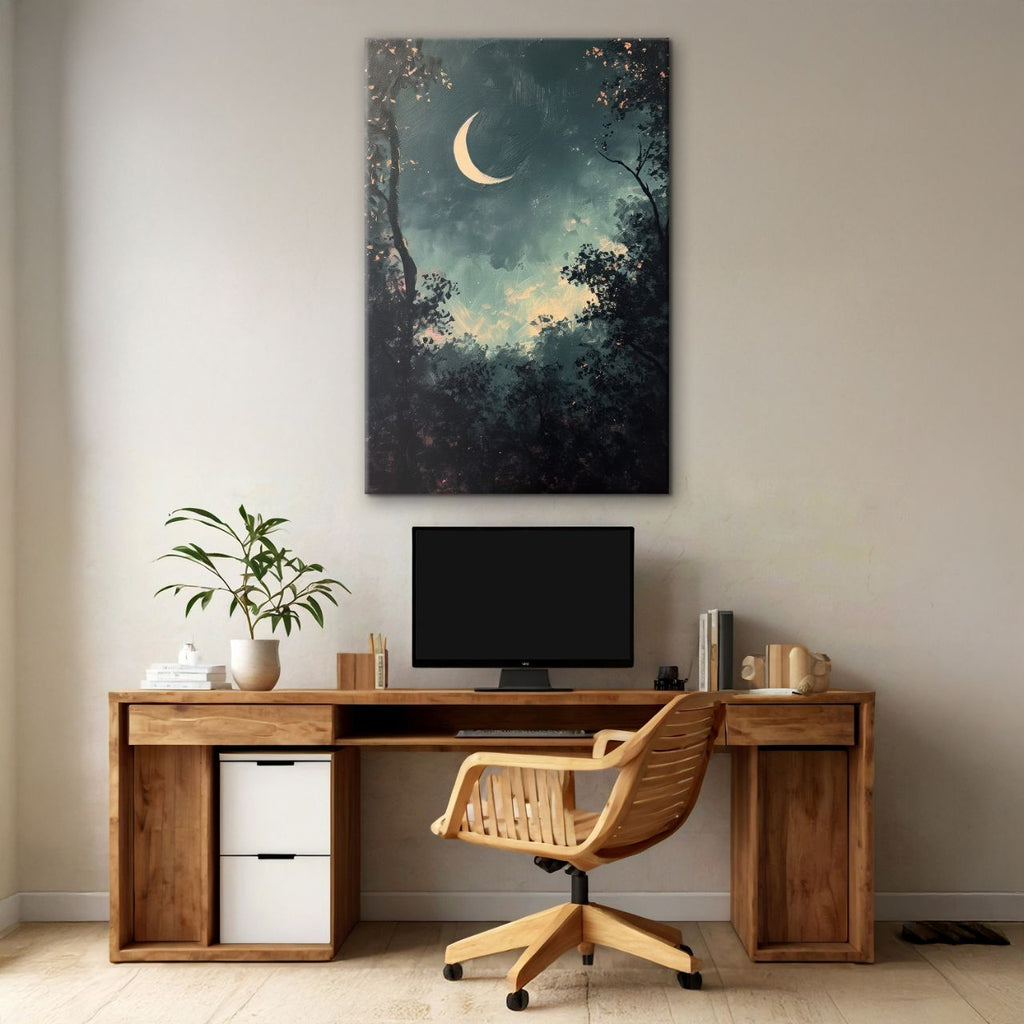 Crescent Moon Forest Night