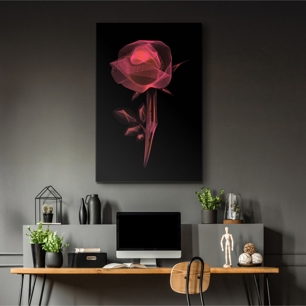 Radiant Wireframe Rose - 3