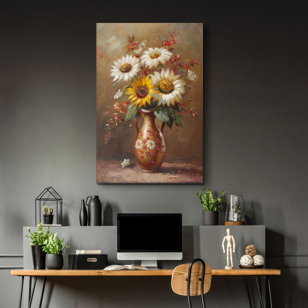 Vintage Sunflower & Daisy Bouquet