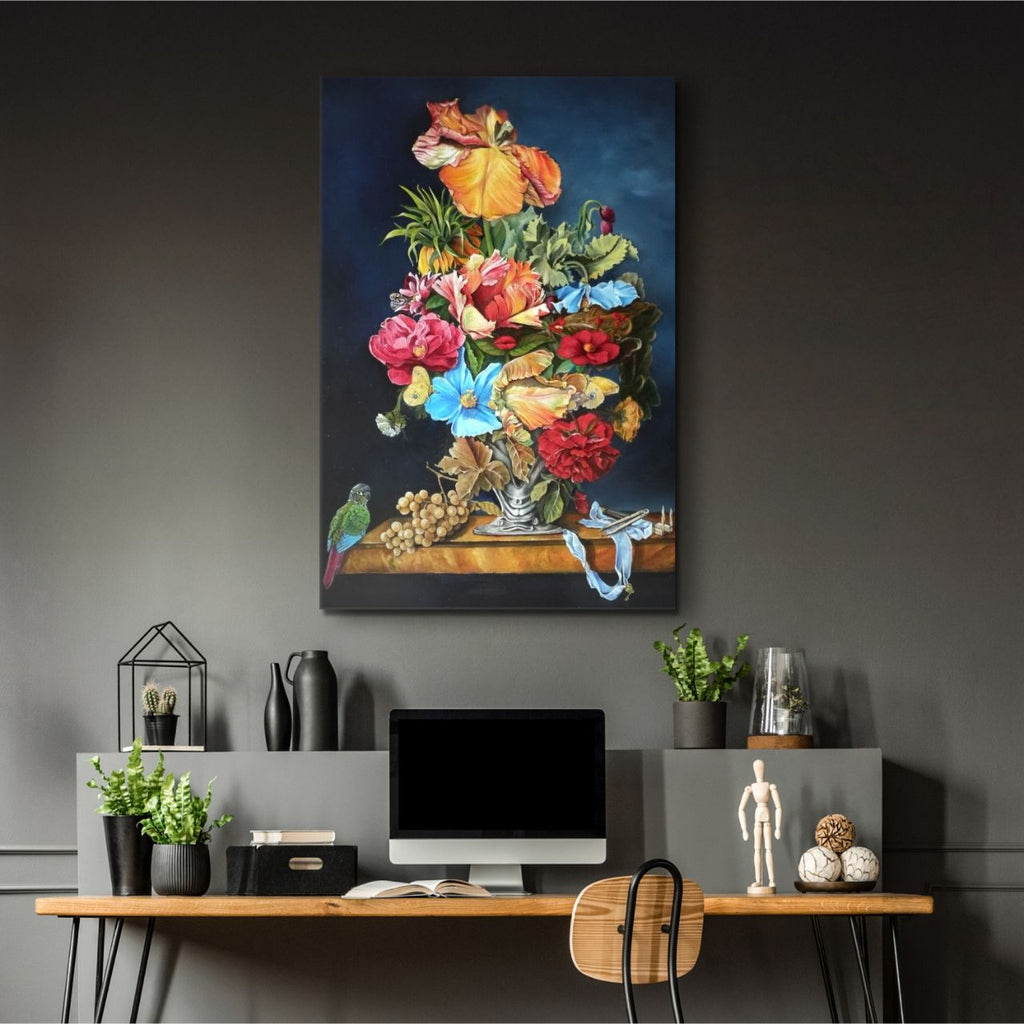 Baroque Floral Still Life with Parrot