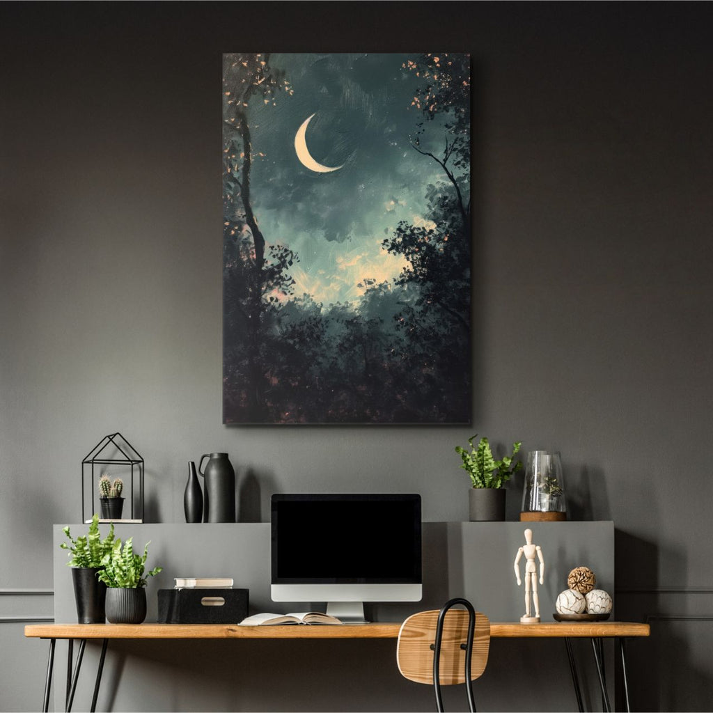 Crescent Moon Forest Night