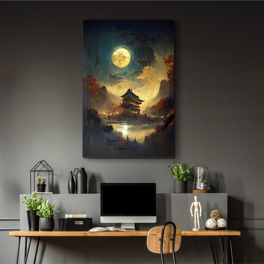 Moonlit Pagoda in Autumn