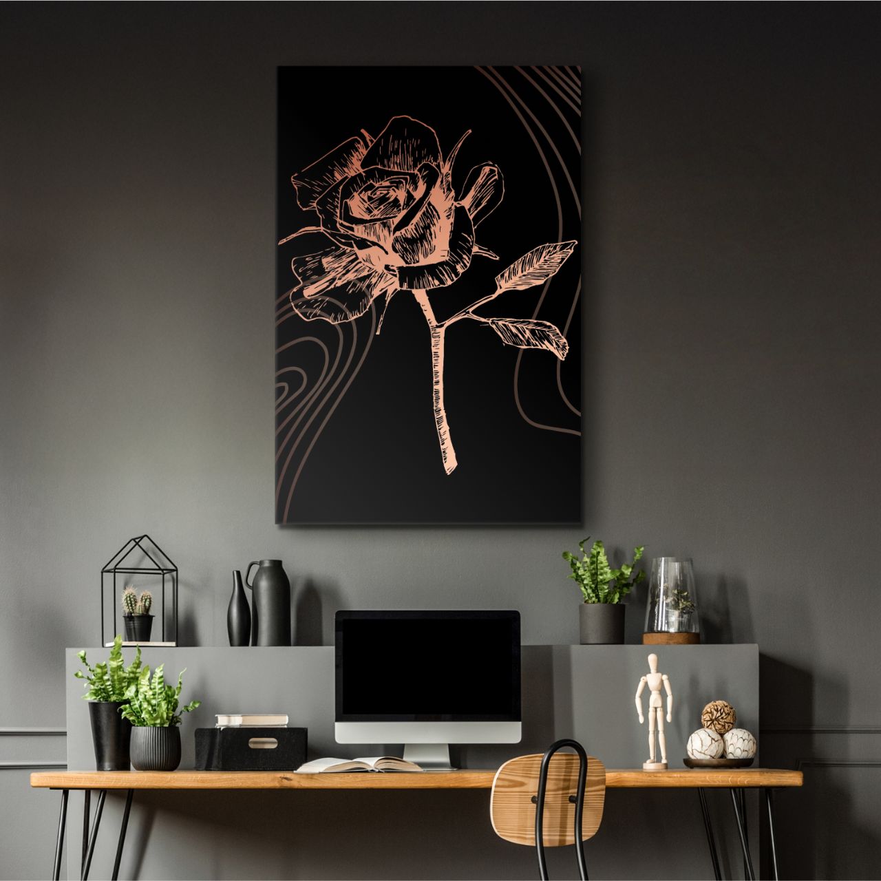 Copper Rose Etching - 2