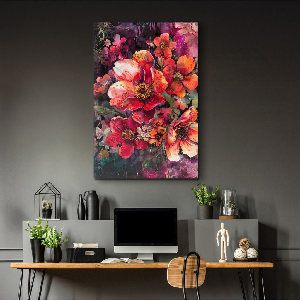 Crimson & Gold Floral Symphony