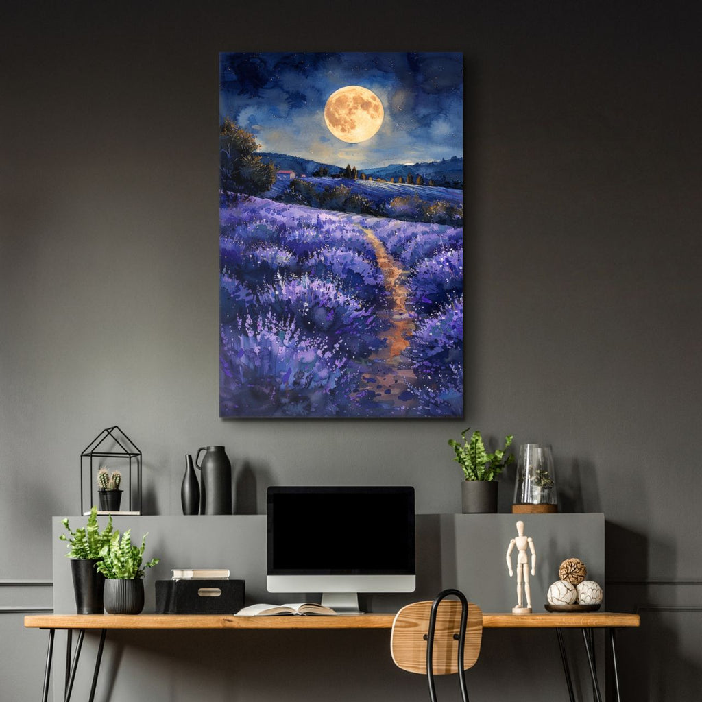 Moonlit Lavender Field