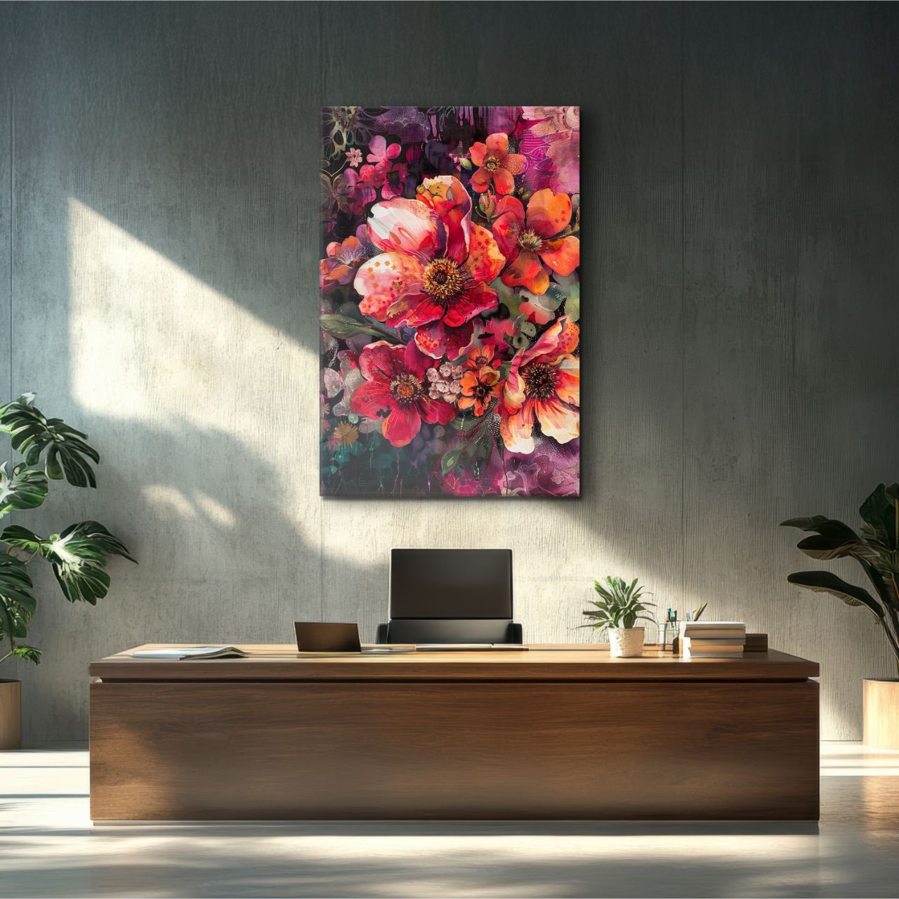 Crimson & Gold Floral Symphony