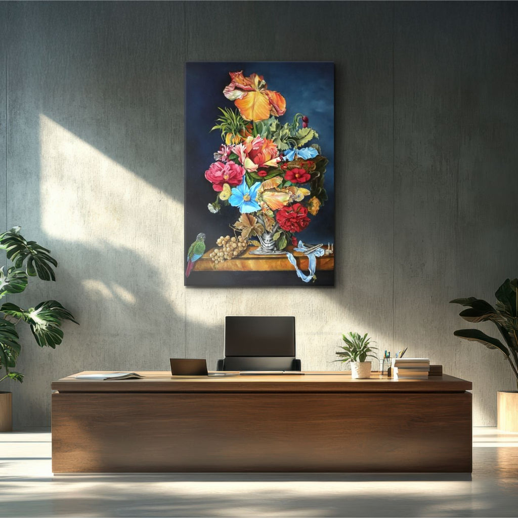 Baroque Floral Still Life with Parrot
