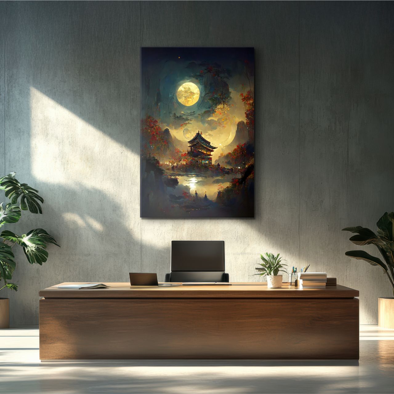 Moonlit Pagoda in Autumn